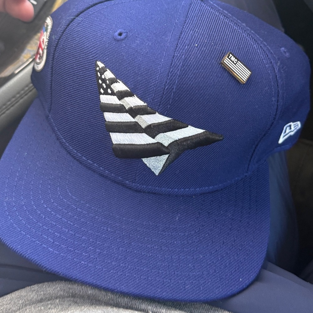 The Marathon Clothing Blue Hat with Black and White Flag Design